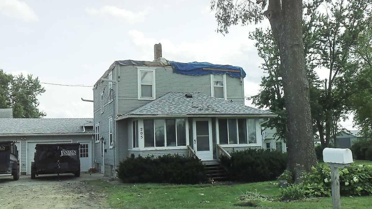 Roof Blown off House